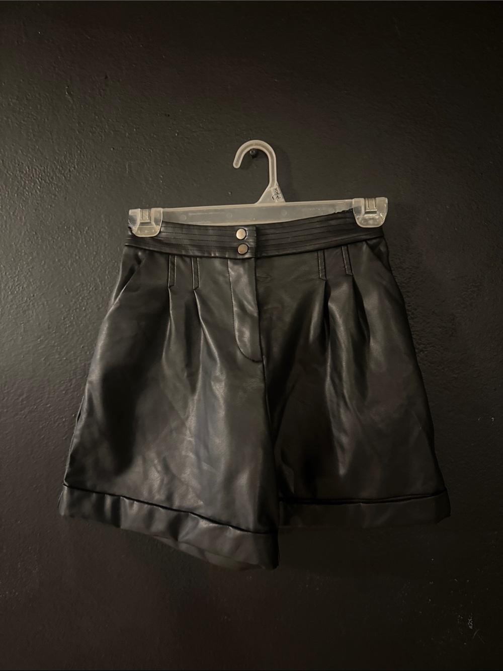 Zara Black Faux Leather Kids Bermudas